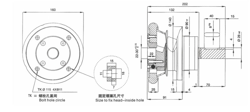 FLO/FLW28法蘭型安全卡盤機械圖紙